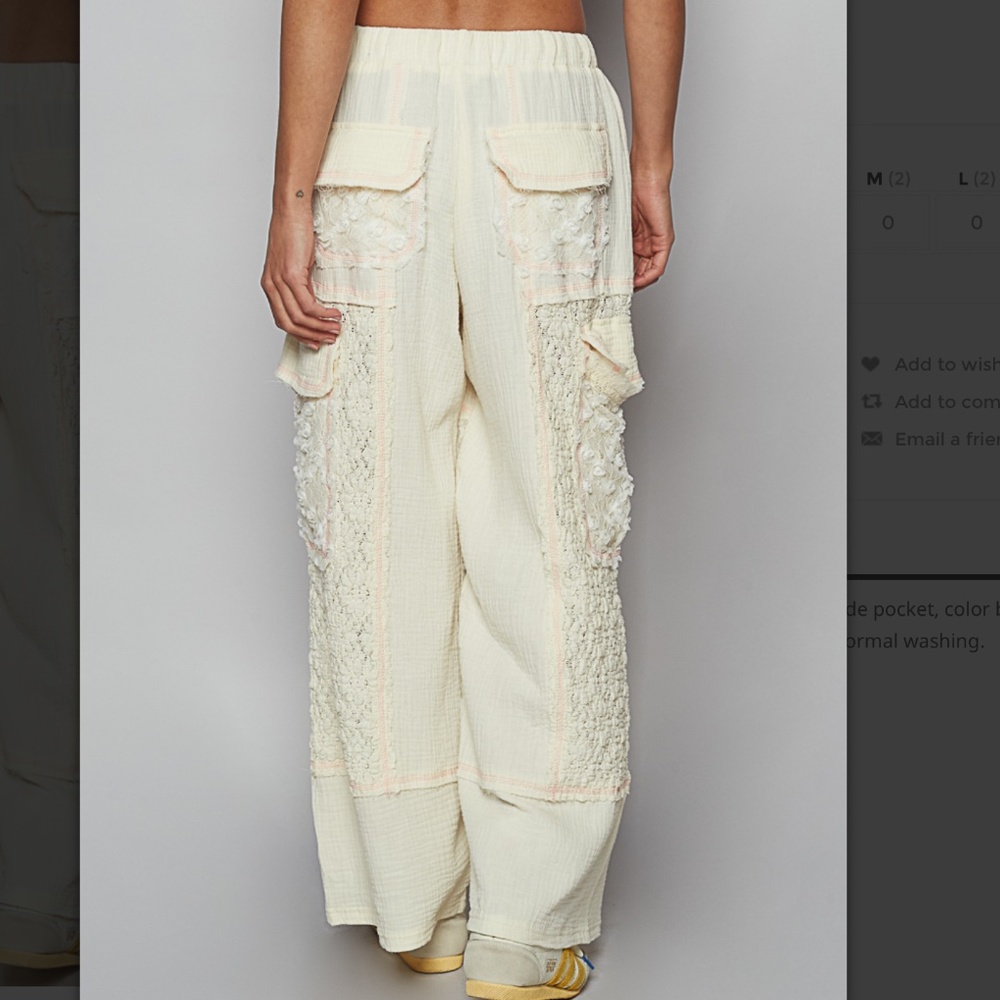 POL Cream Lace-Panel Straight Leg Pants. Size Small - Picture 2 of 5